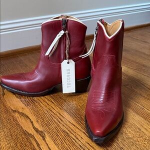 Tecovas Women's Red Leather Ankle Booties